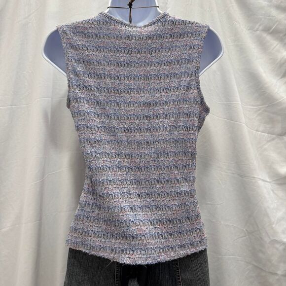 Vintage 90s Star CCC textured knit pastel sleeveless top square neck USA size L - Picture 5 of 8